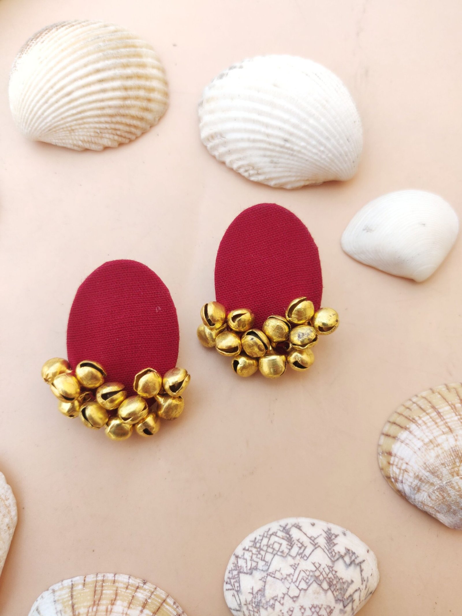 maroon fabric earring